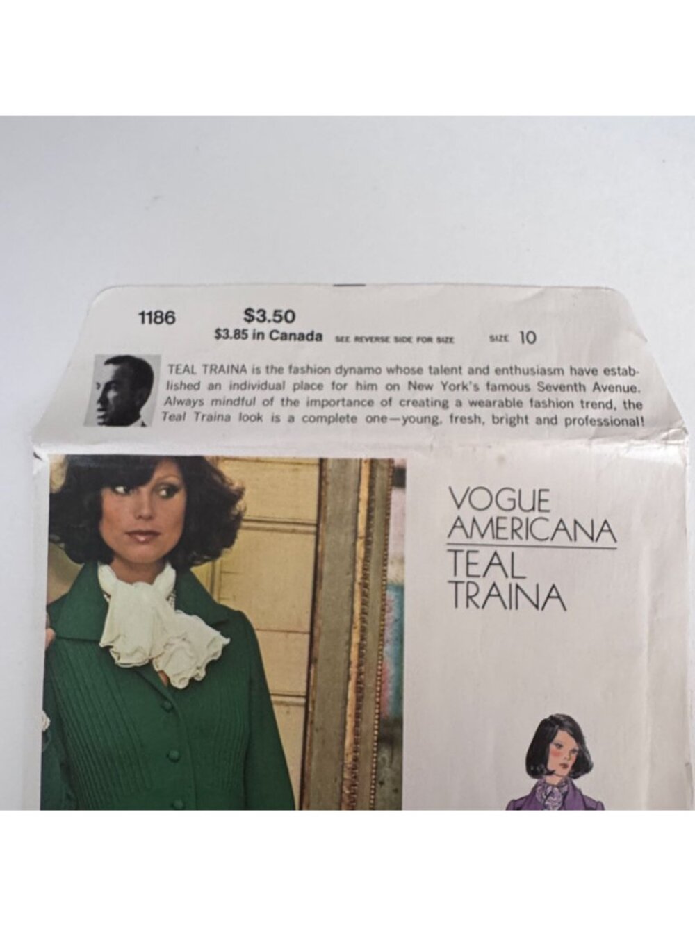 Vogue Americana Sewing Pattern 1186 Teal Traina Coat Dress 1970s A-Line Size 10 - Picture 9 of 11